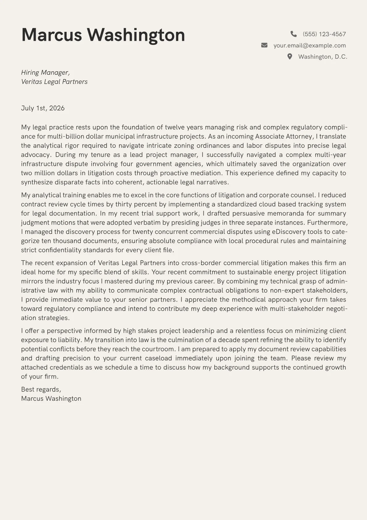 Associate Attorney cover letter in the Creative design
