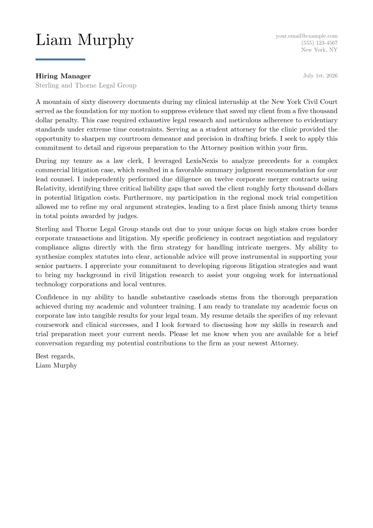 Attorney cover letter in the Executive design