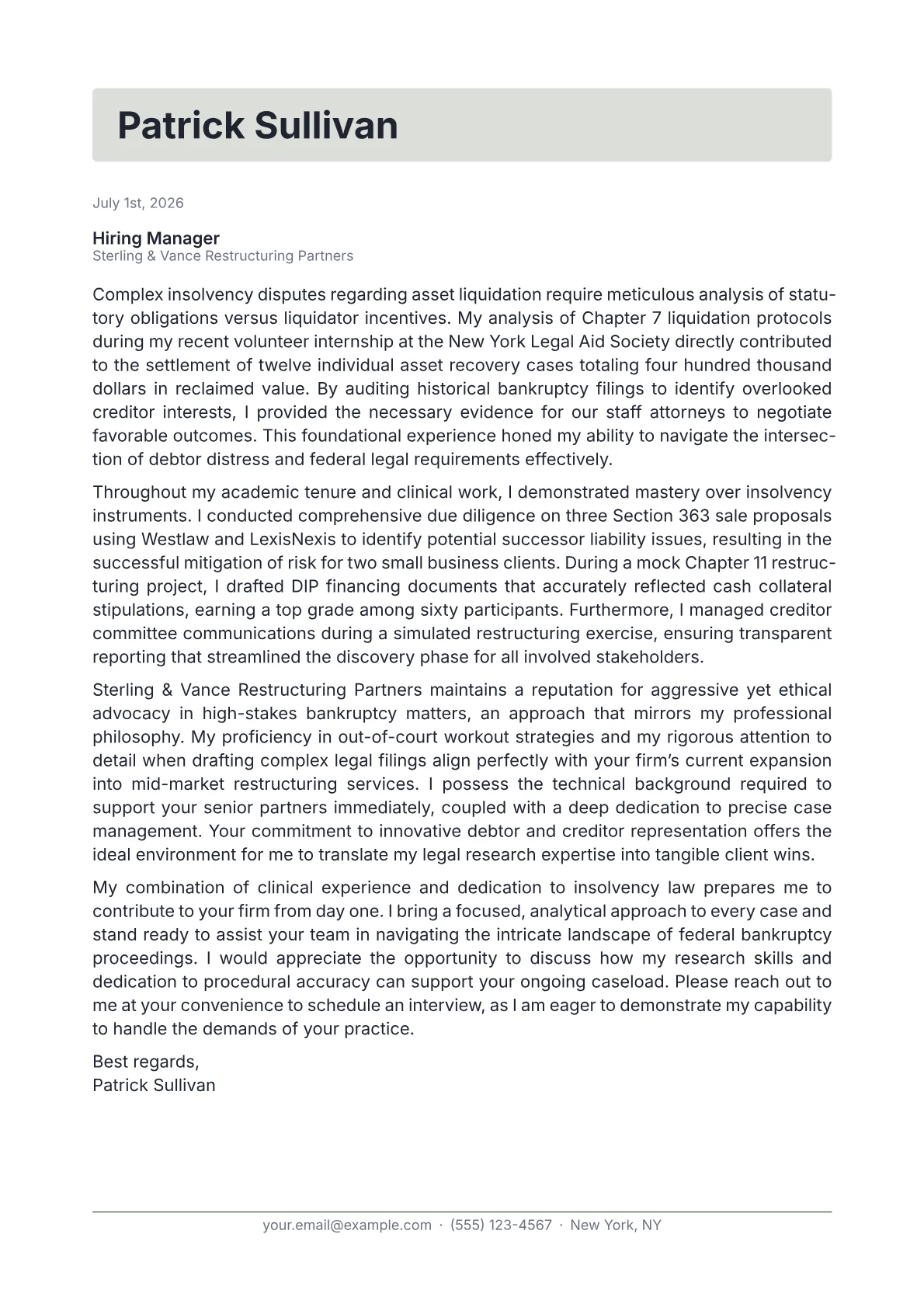 Bankruptcy Attorney cover letter in the Letterhead design