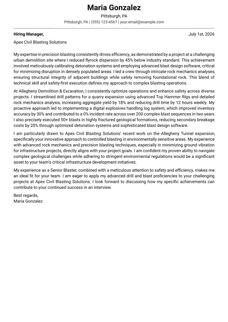 Blaster cover letter example preview