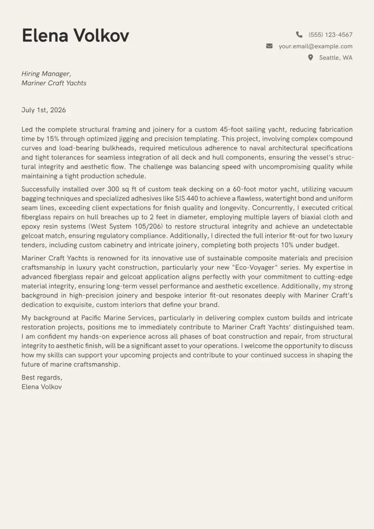 Boatwright cover letter example preview