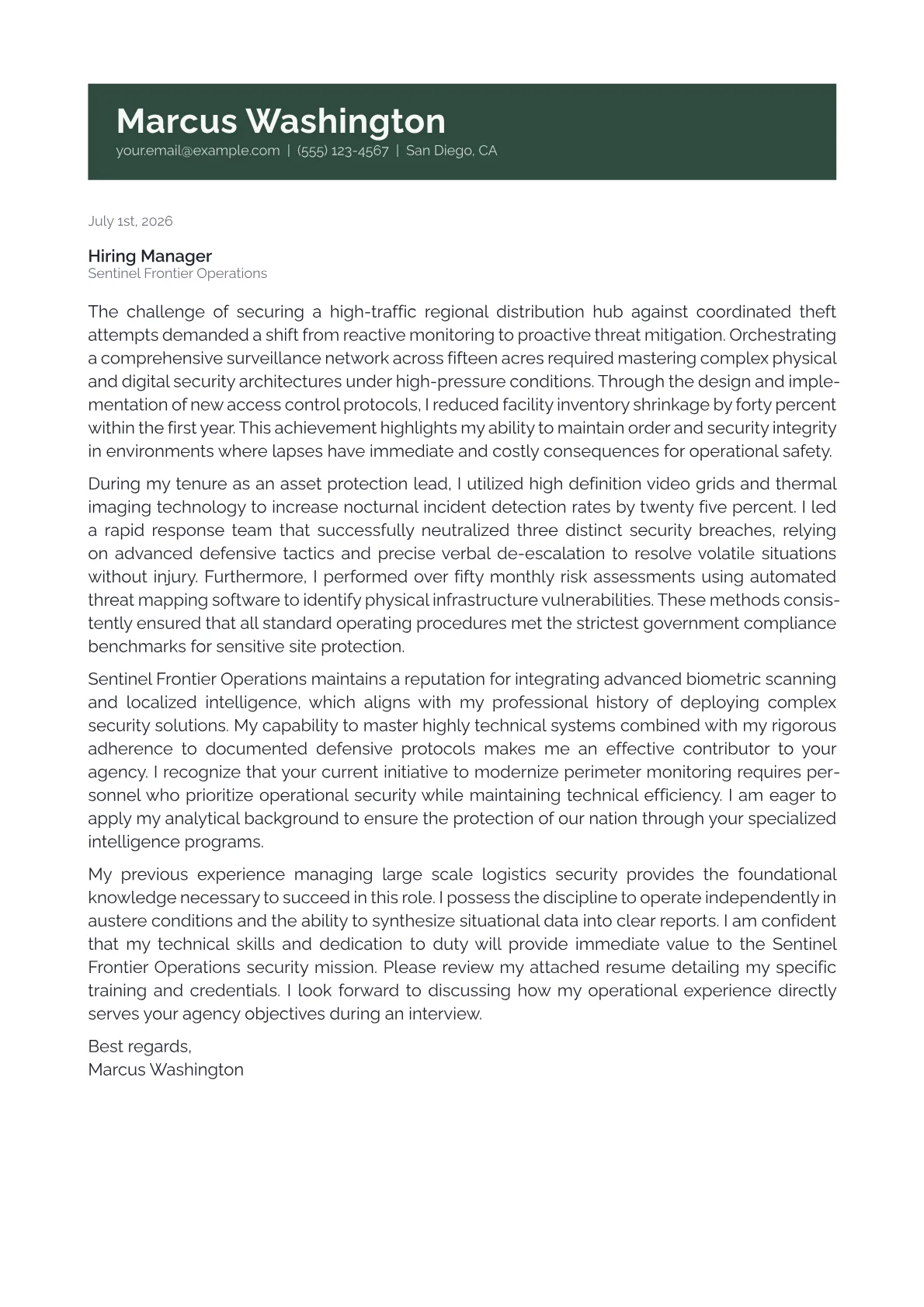Frame Bolders Border Patrol Cover Letter Example + Template (2026)