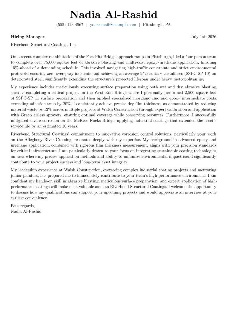 Bridge Painter Cover Letter Example