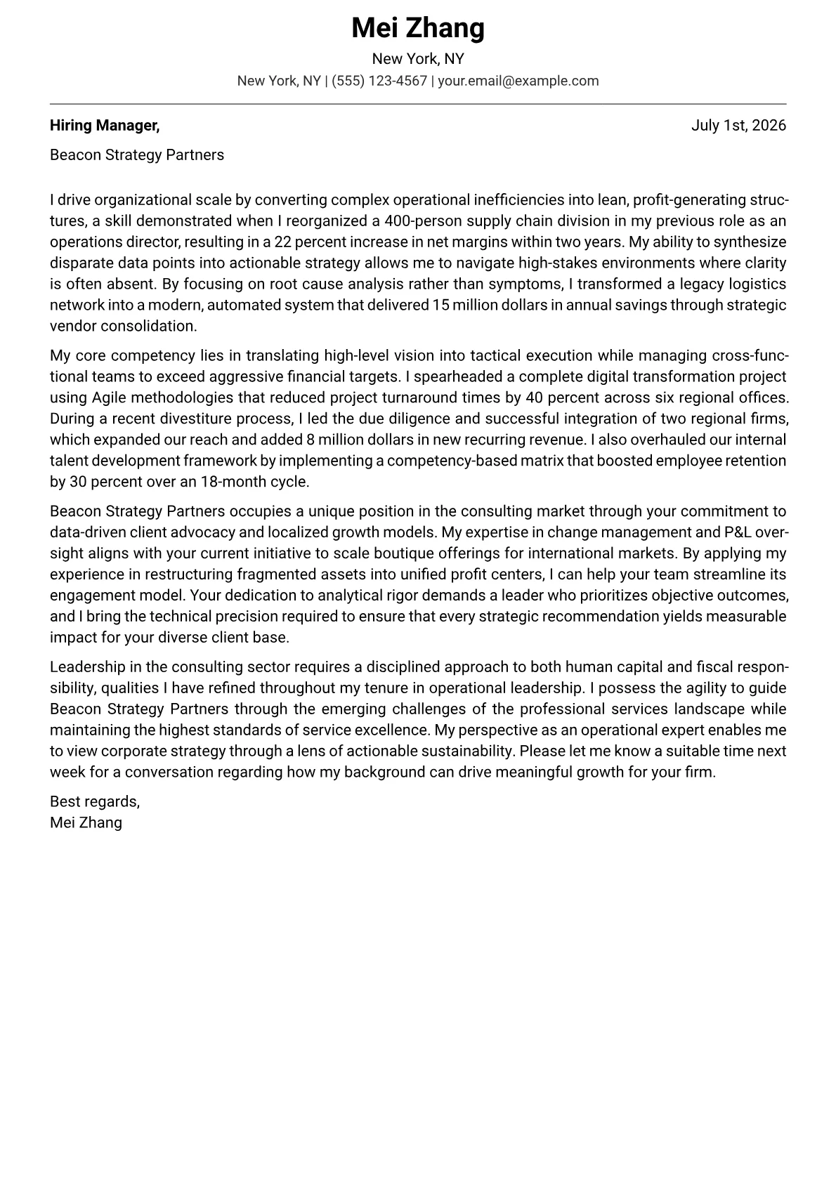 CEO cover letter in the Modern design