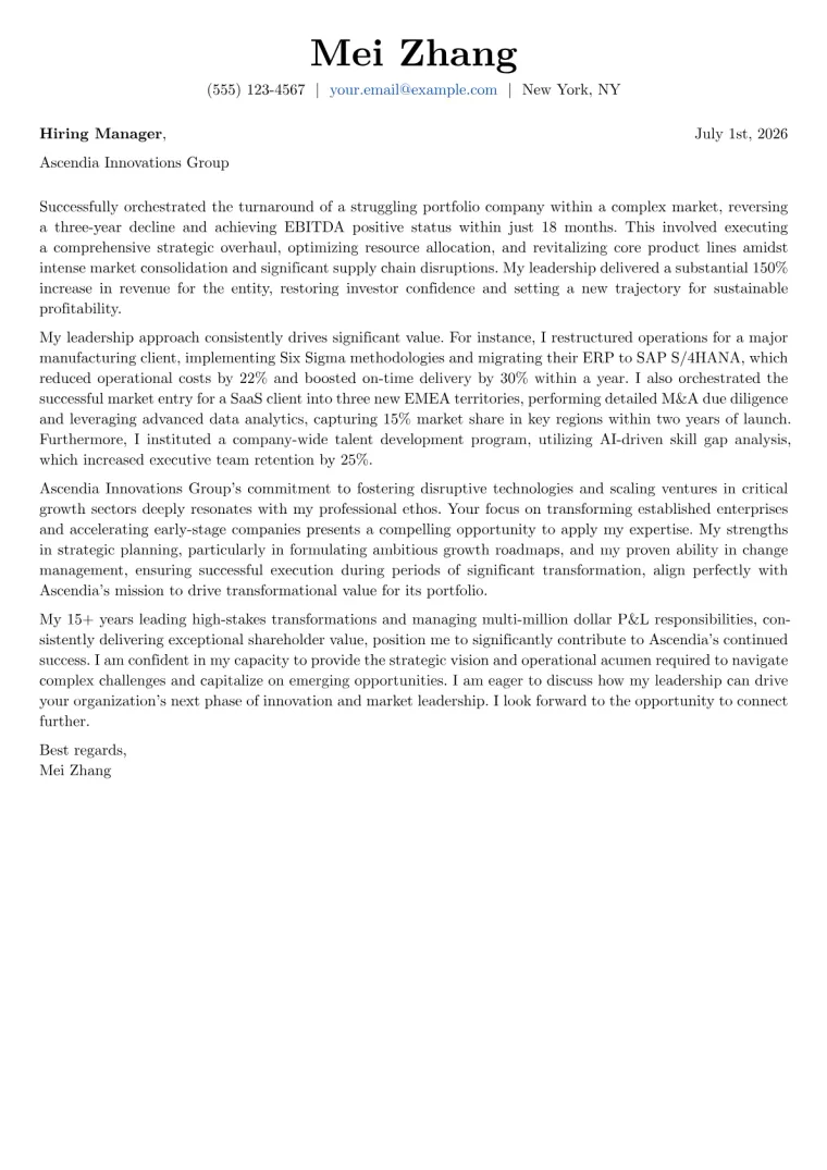CEO Cover Letter Example