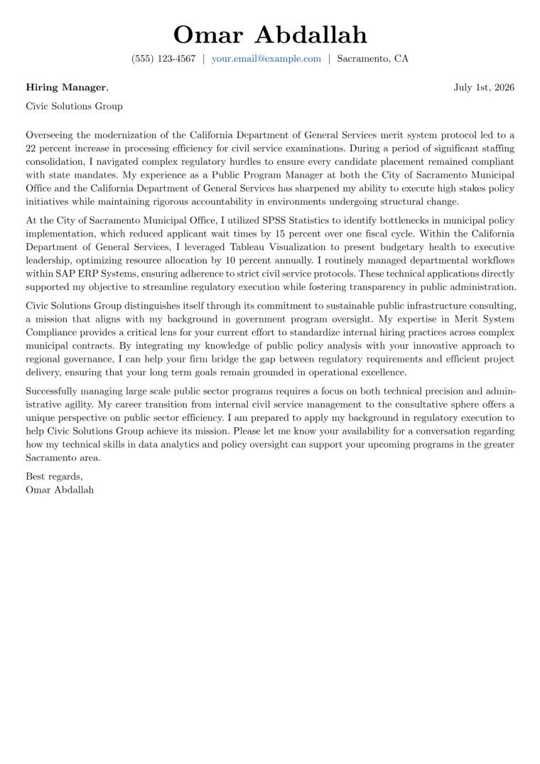 Civil Service Cover Letter Example