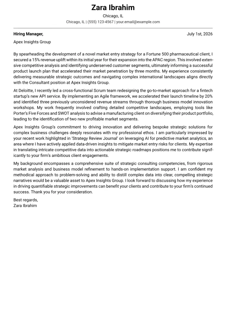 Consultant cover letter example preview