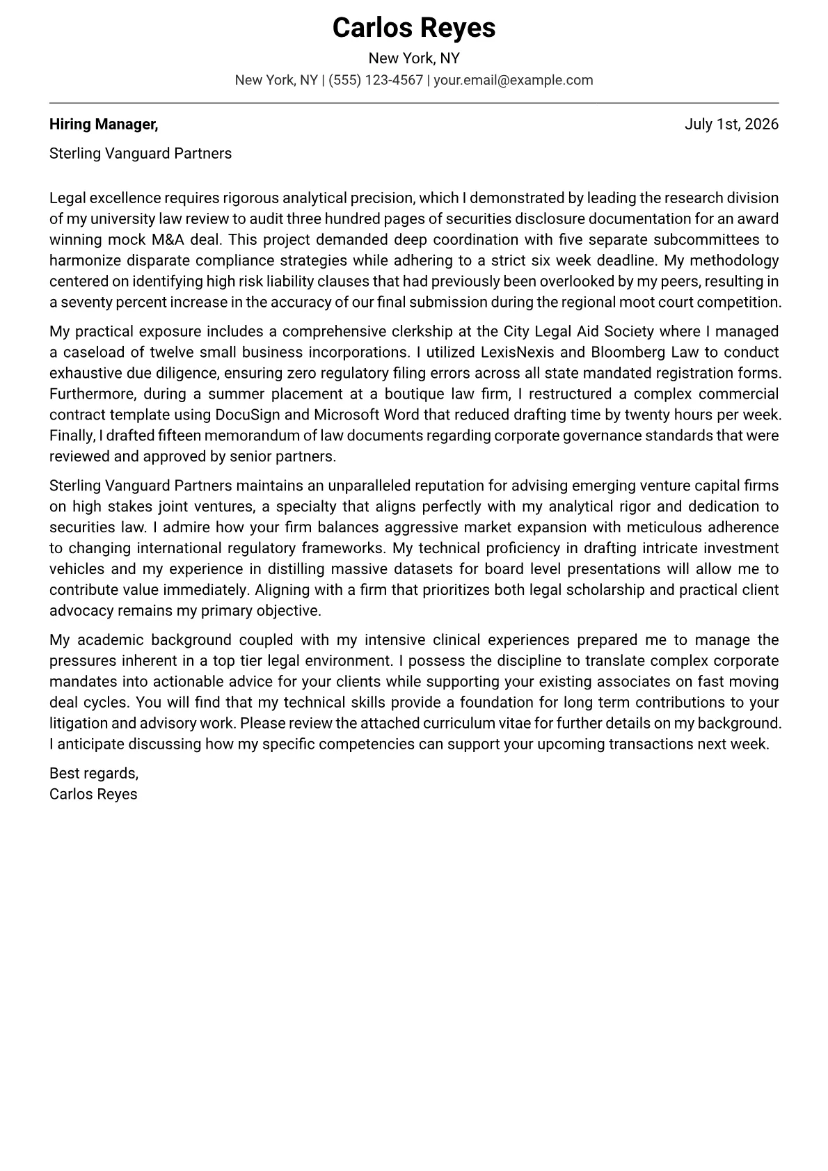 Corporate Lawyer cover letter in the Modern design