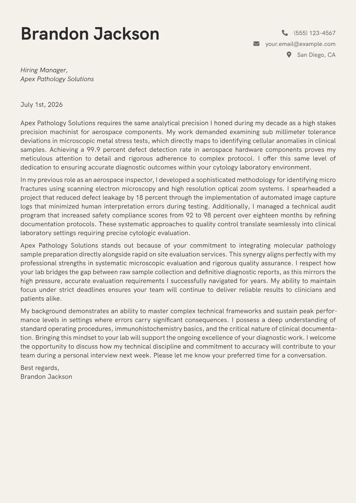 Cytotechnologist cover letter in the Creative design