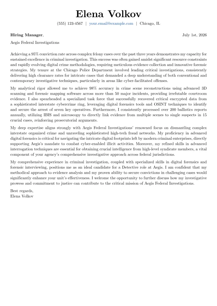 Detective cover letter example preview