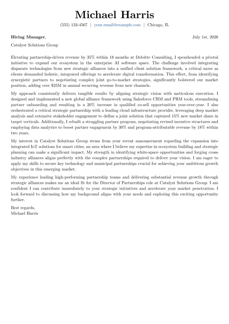 Director of Partnerships cover letter example