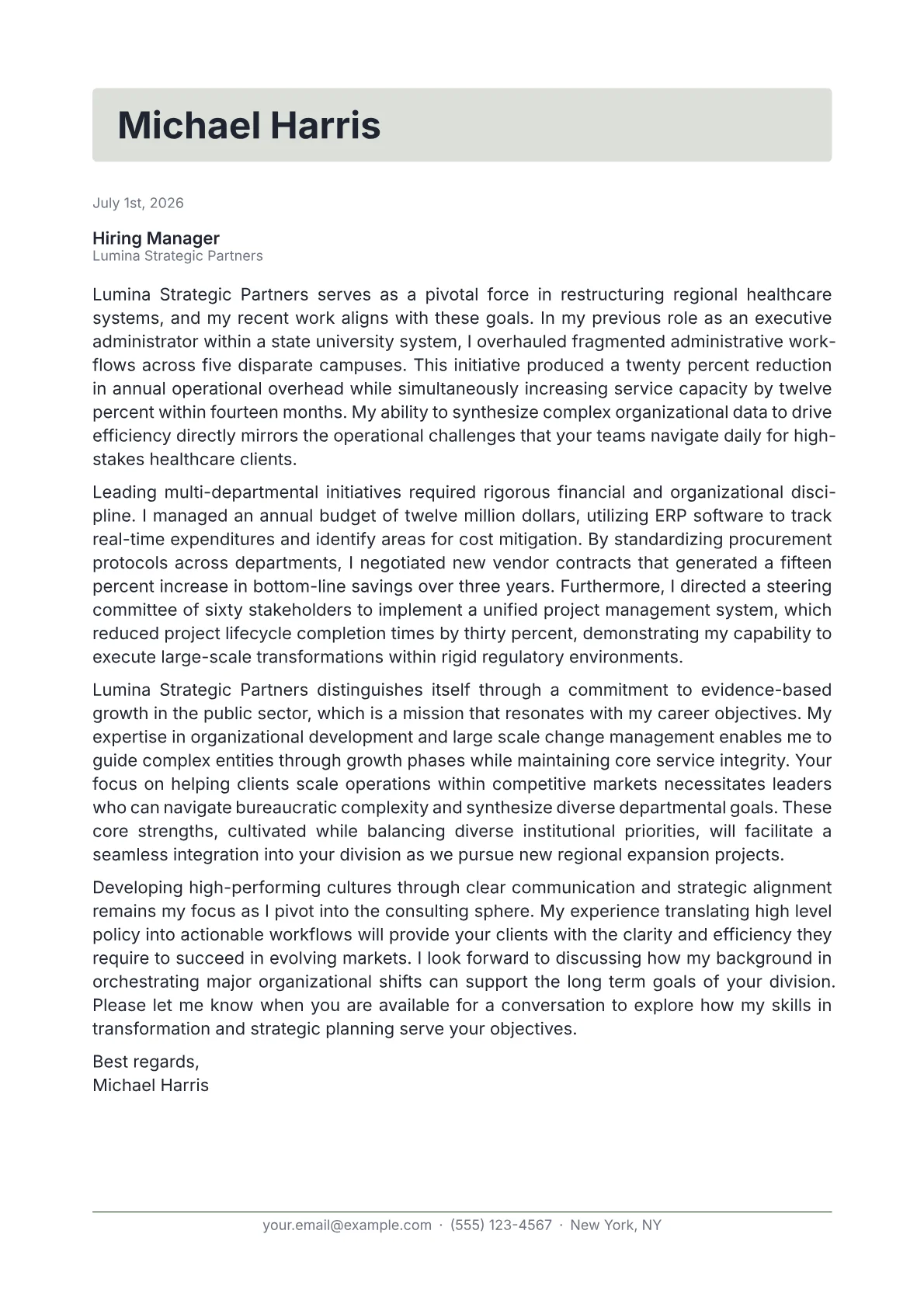 Division Director cover letter in the Letterhead design