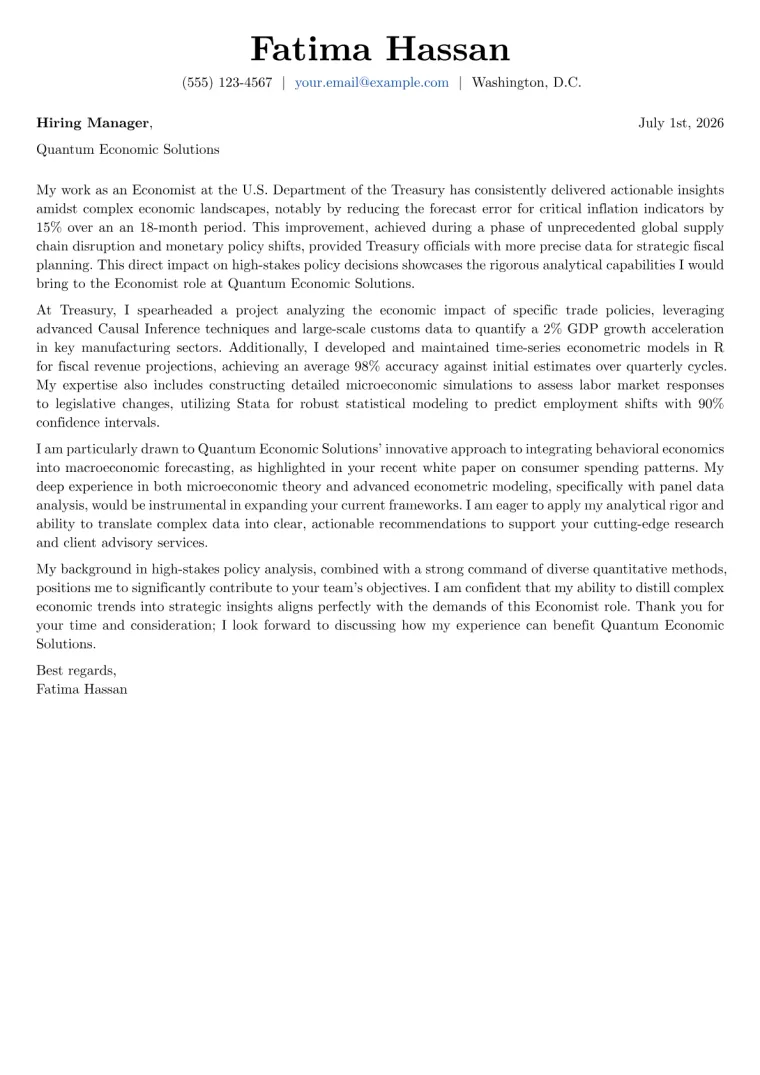 Economist Cover Letter Example