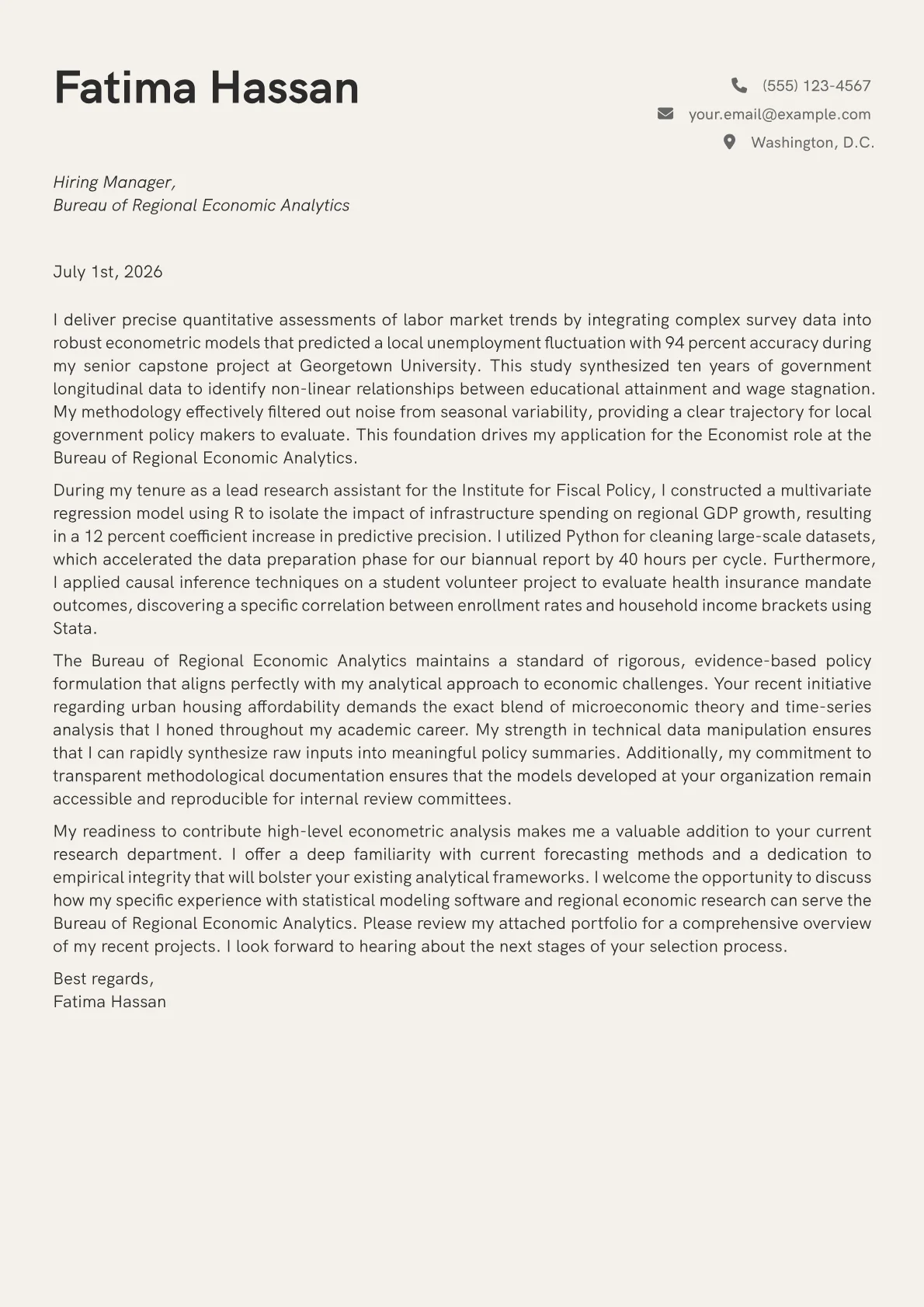 Economist cover letter in the Creative design