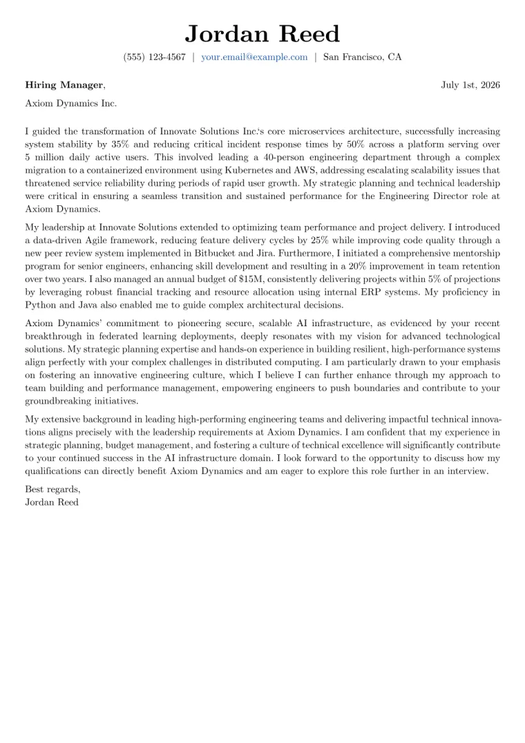 Engineering Director cover letter example preview