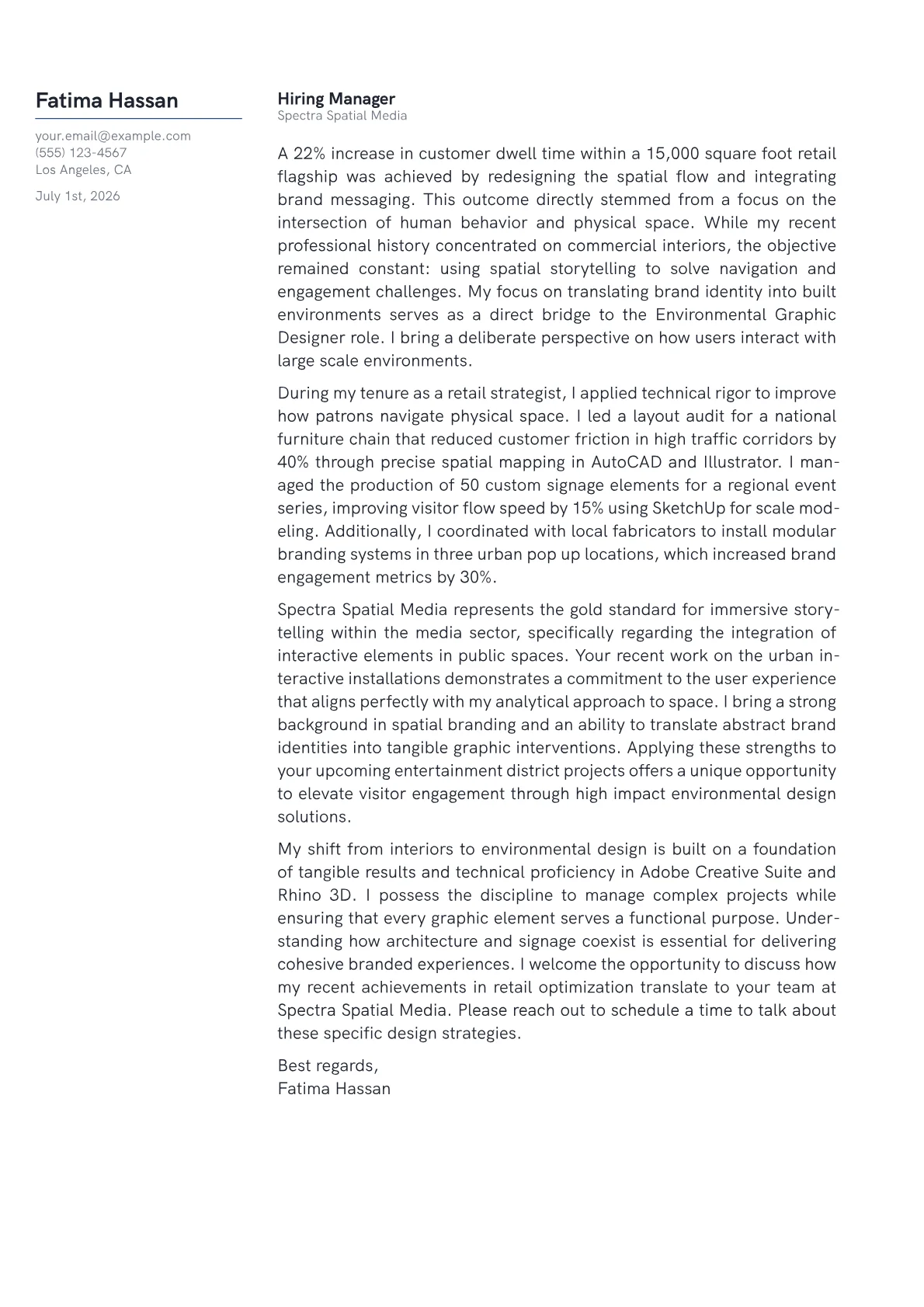 Environmental Graphic Designer cover letter in the Margin design