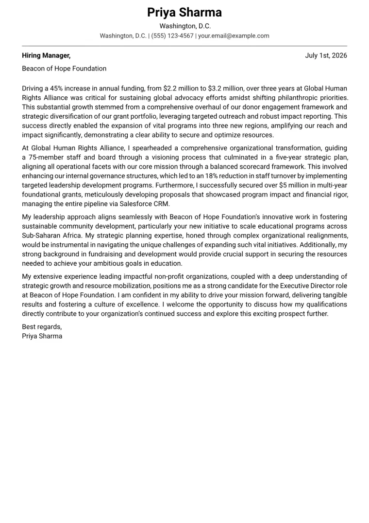 Executive Director cover letter example