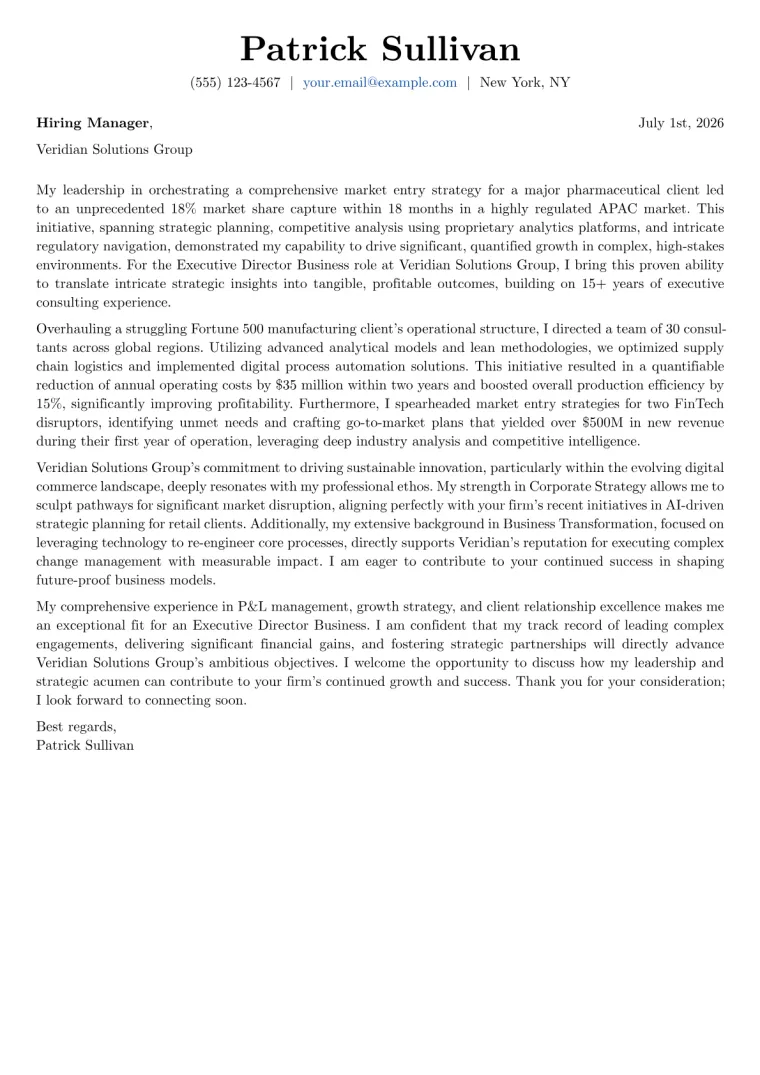 Executive Director Business Cover Letter Example