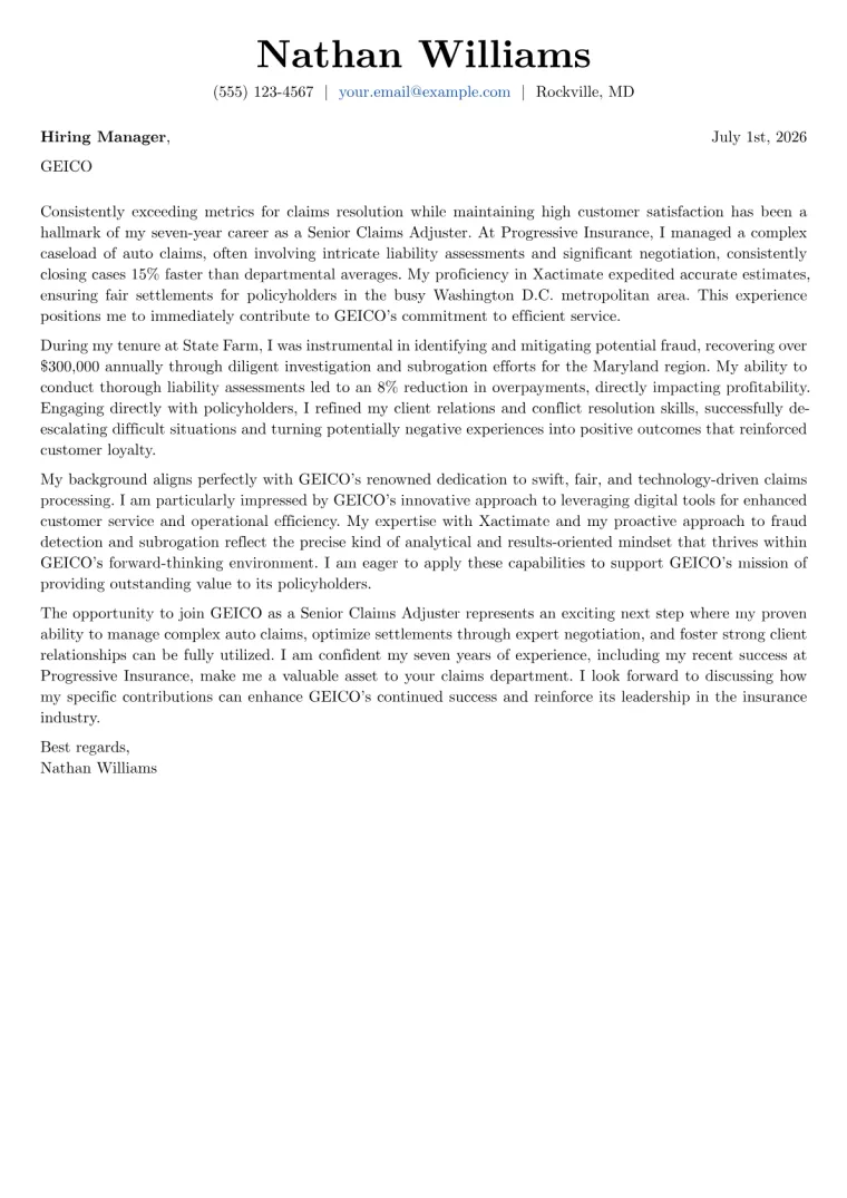 GEICO Cover Letter Example + Template (2026)