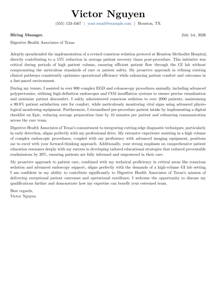 GI Lab Nurse cover letter example preview