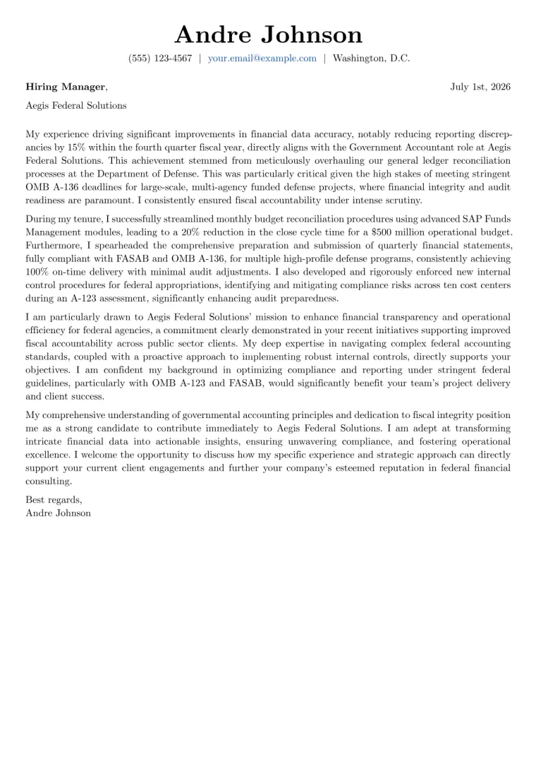 Government Accountant cover letter example preview