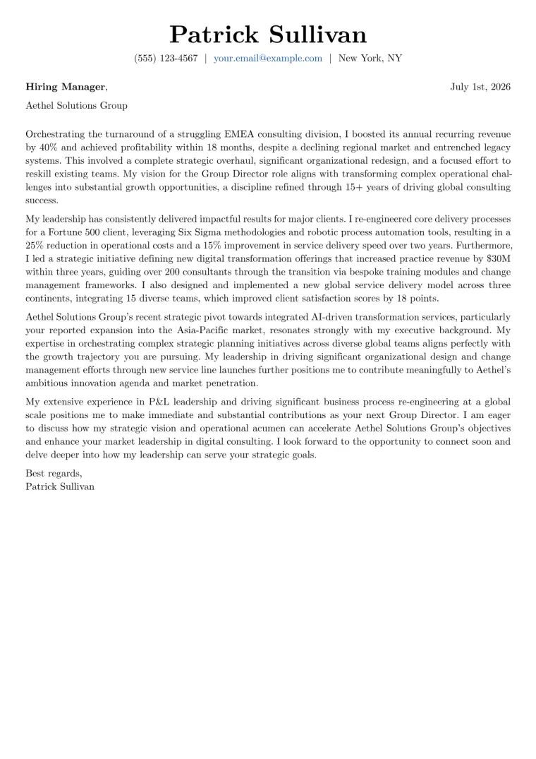 Group Director cover letter example preview