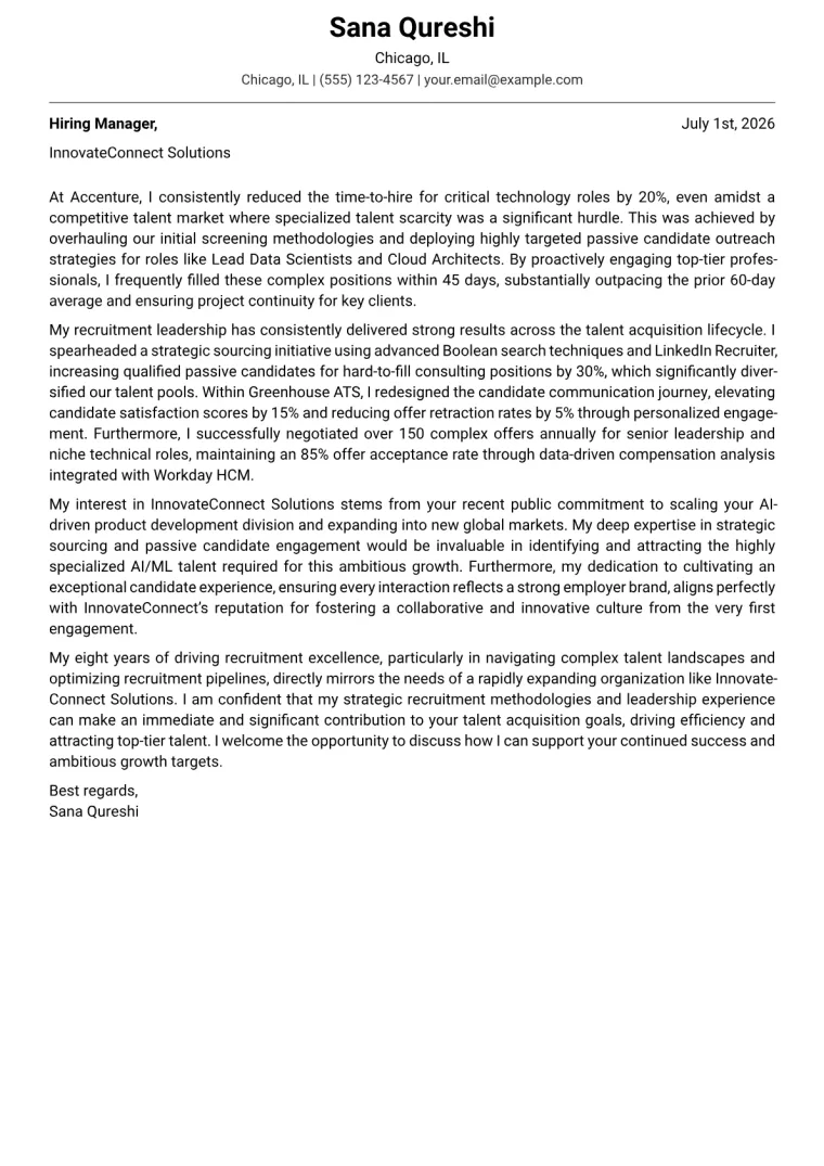 Hiring Manager Cover Letter Example