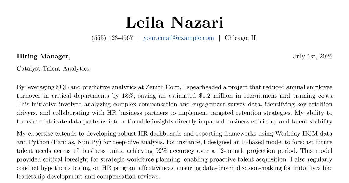 Cost Analysis Letter Example Human Resource Analyst Cover Letter Example (2026)