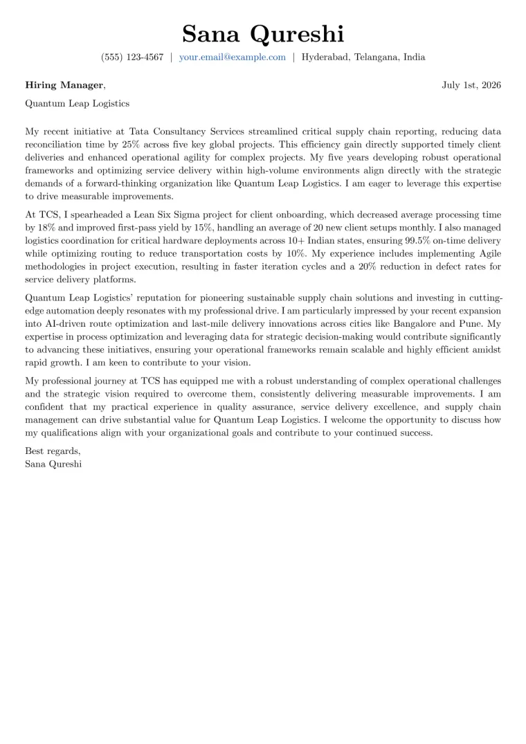 Indian Resume Format Example Cover Letter Example (2026)