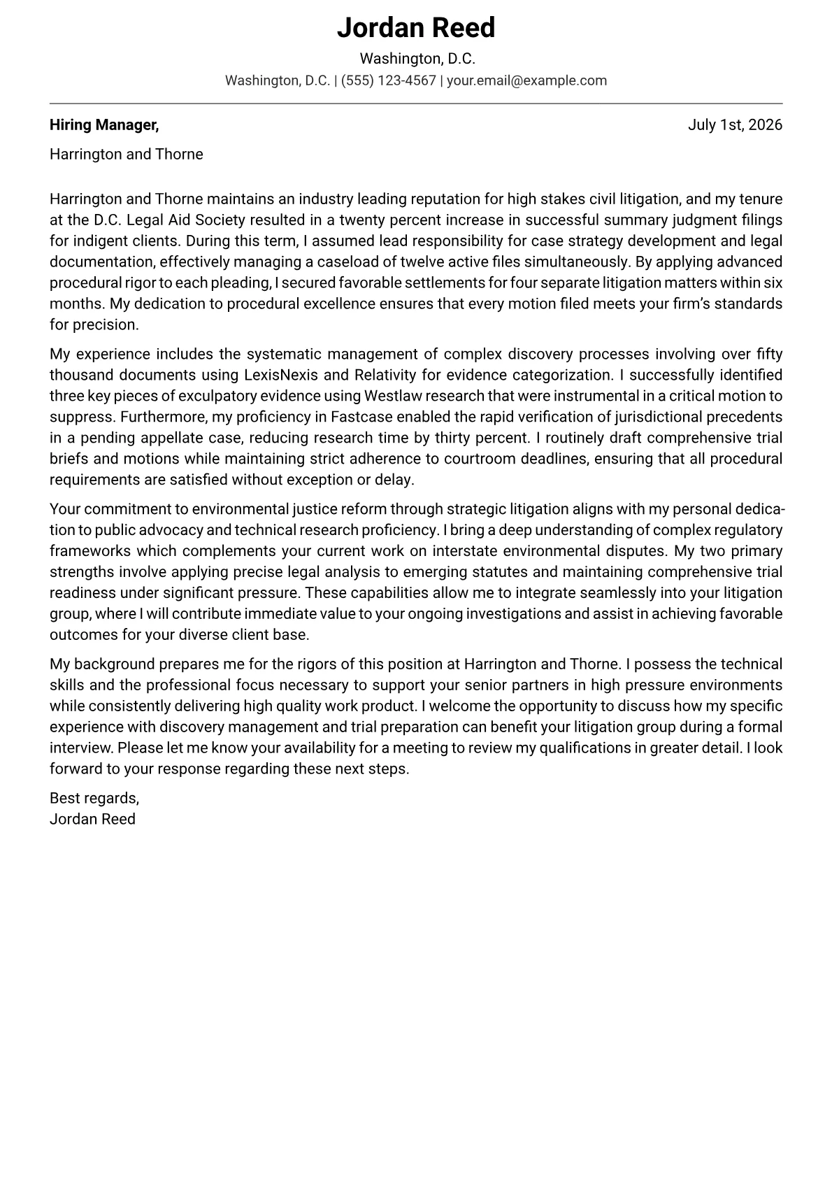 Junior Lawyer cover letter in the Modern design