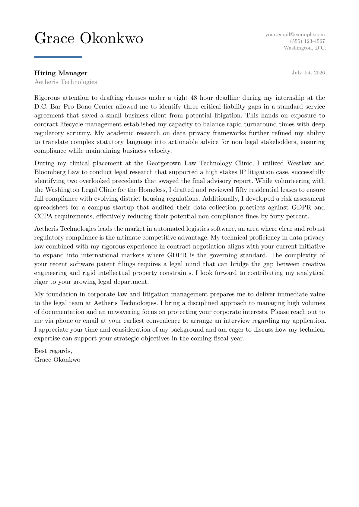 Legal Counsel cover letter in the Executive design
