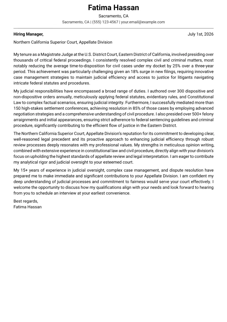 Magistrate Cover Letter Example