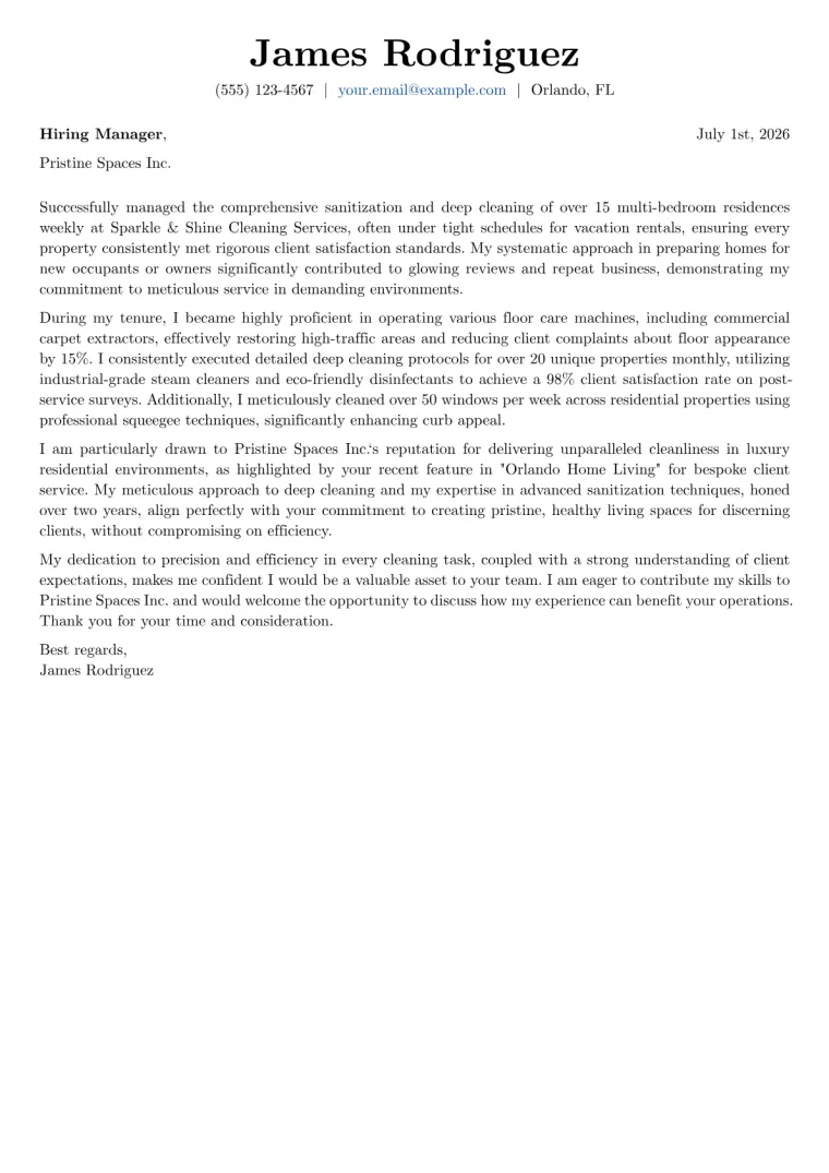 Maid Cover Letter Example