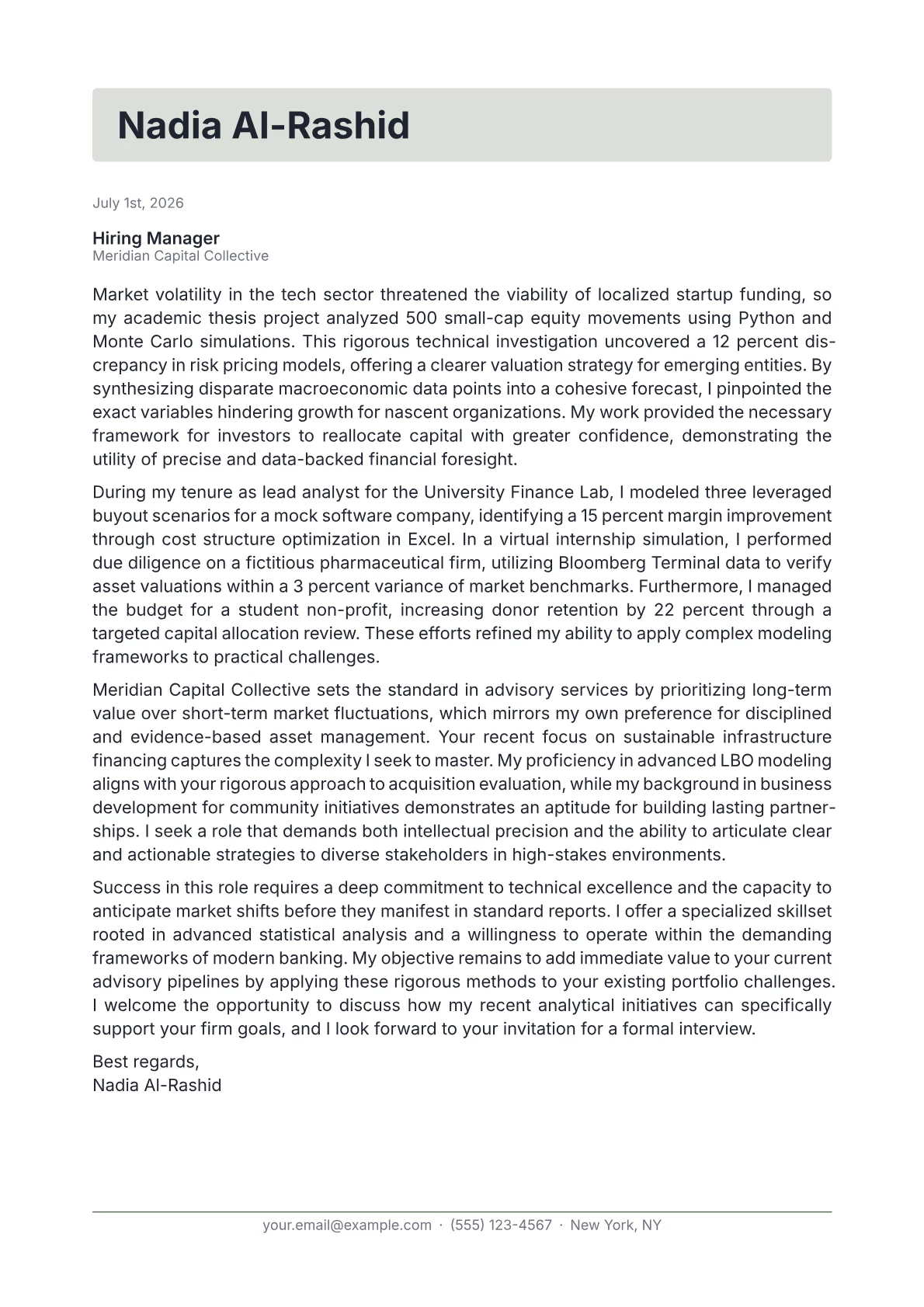 Managing Director cover letter in the Letterhead design