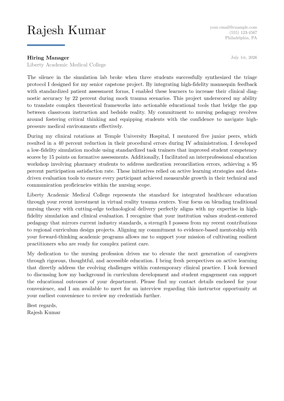 Nursing Instructor cover letter in the Executive design