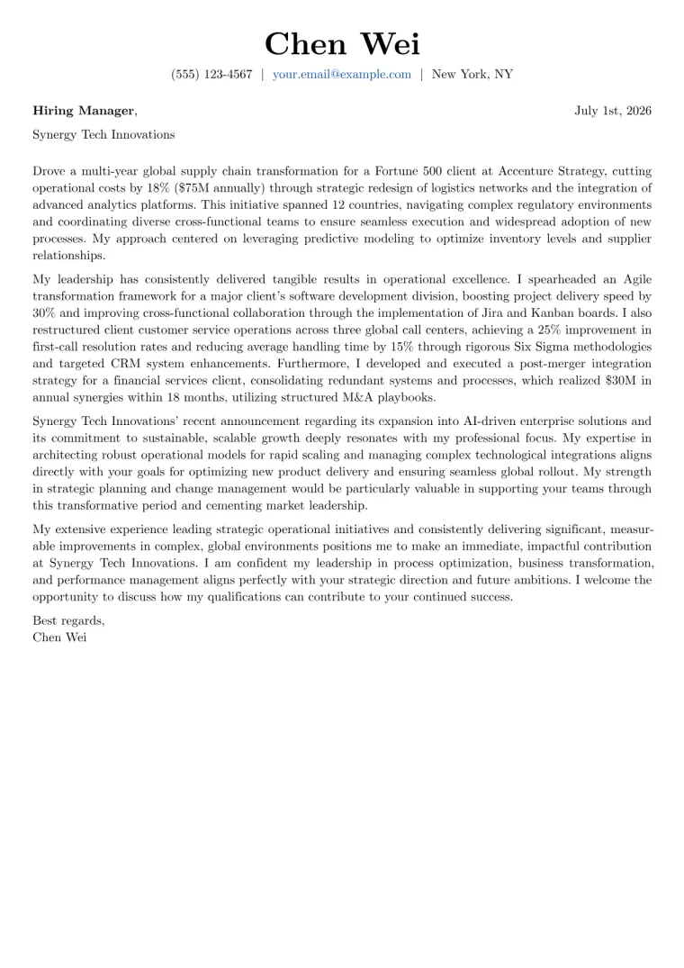 Operations Director Cover Letter Example