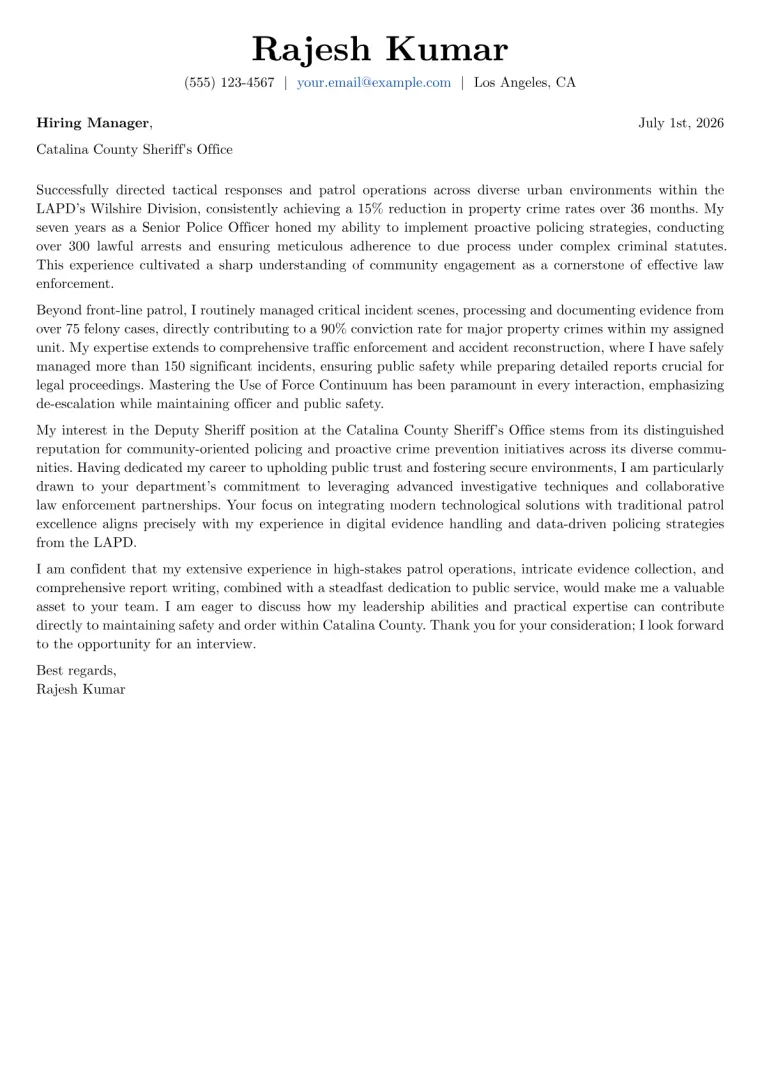 Police cover letter example preview