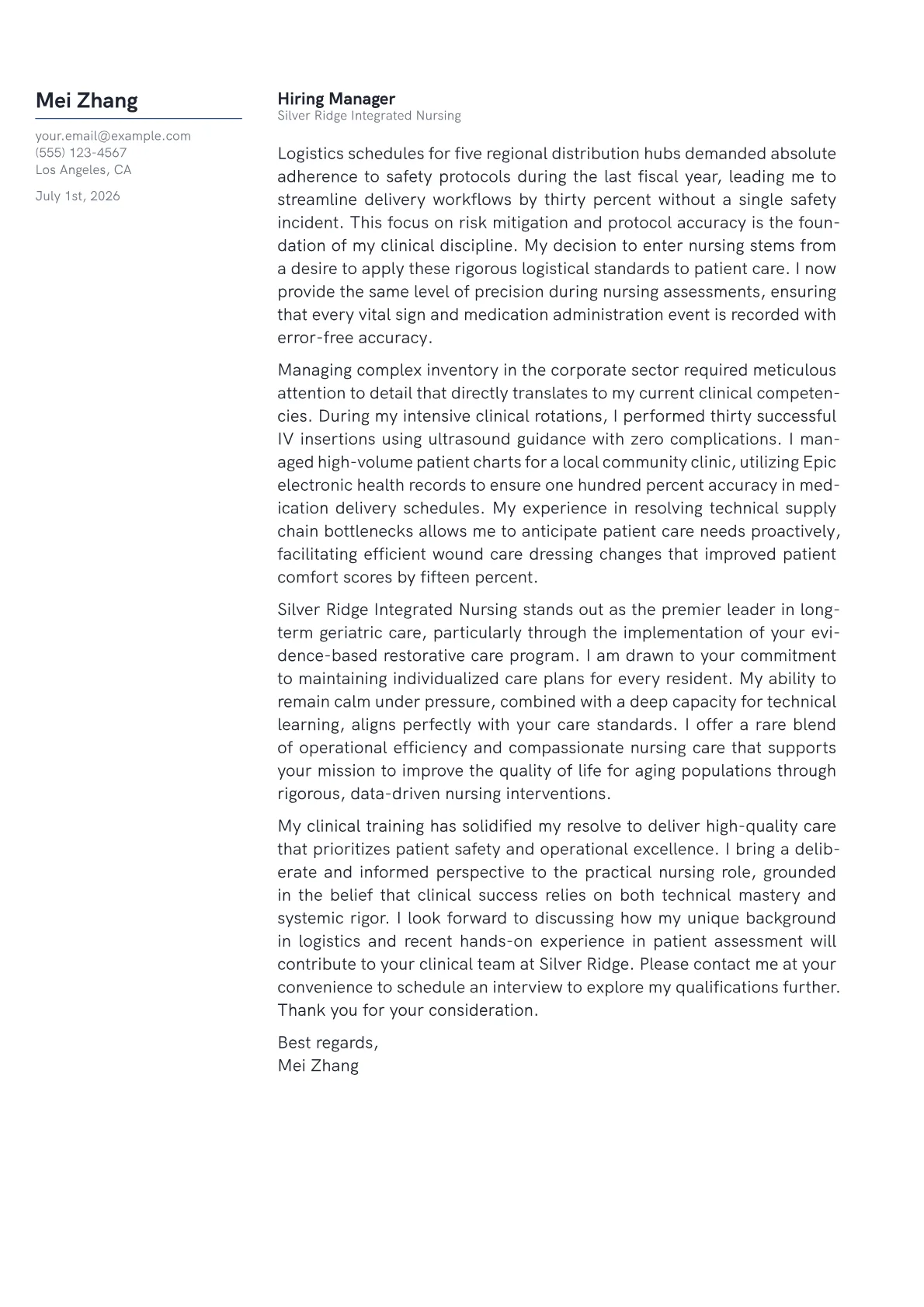 Practical Nurse cover letter in the Margin design