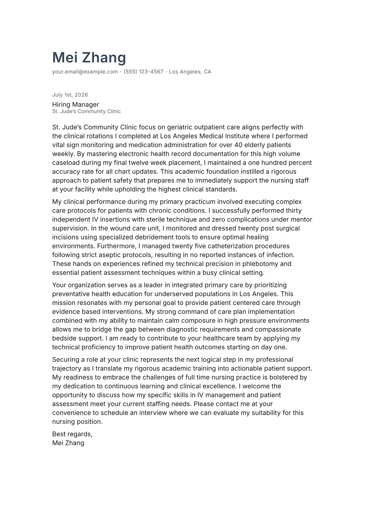 Practical Nurse cover letter in the Minimal design