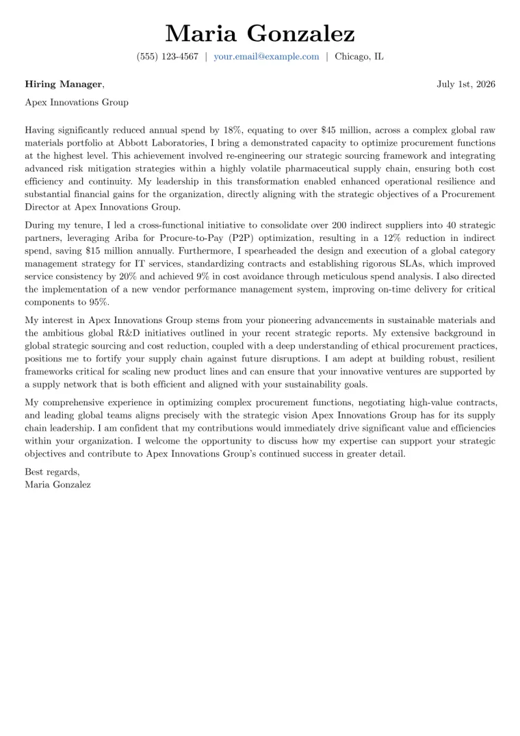 Procurement Director cover letter example preview