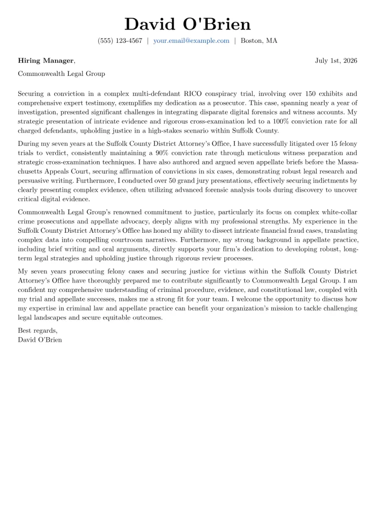 Prosecutor cover letter example