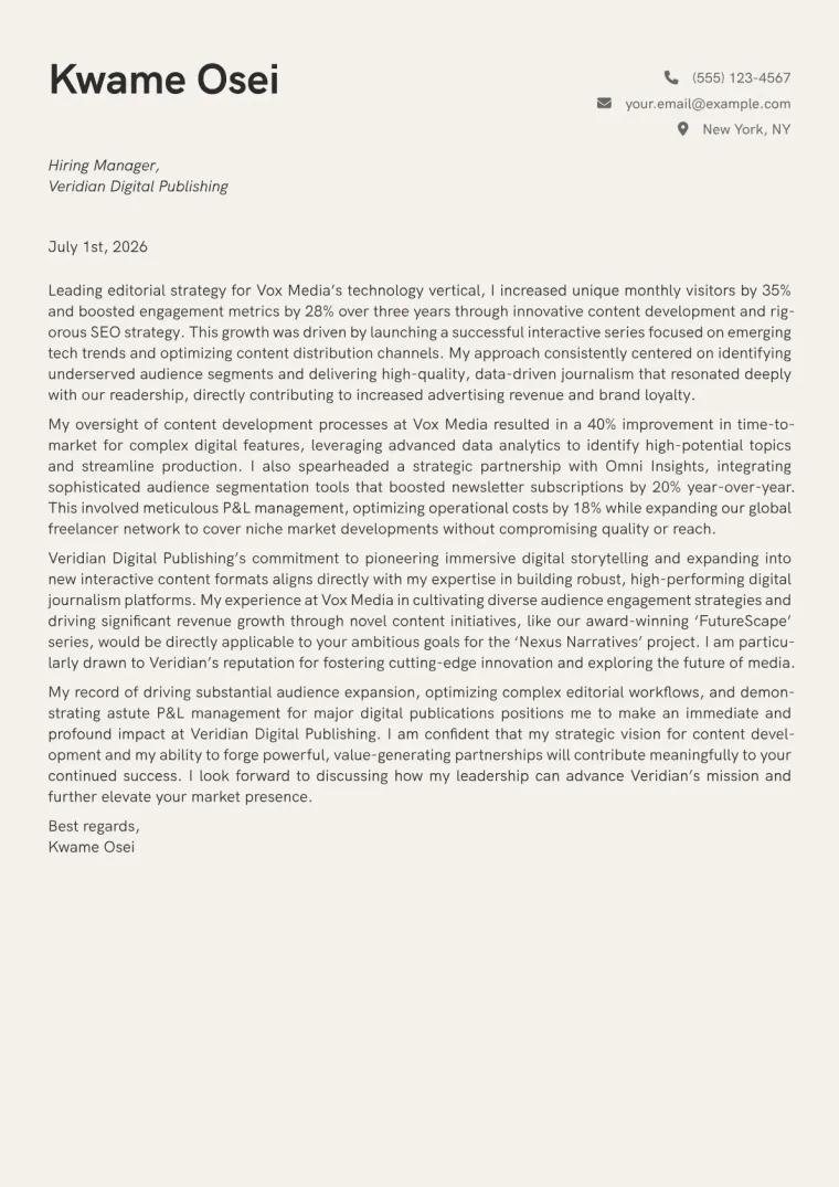 Publisher Cover Letter Example + Template (2026)