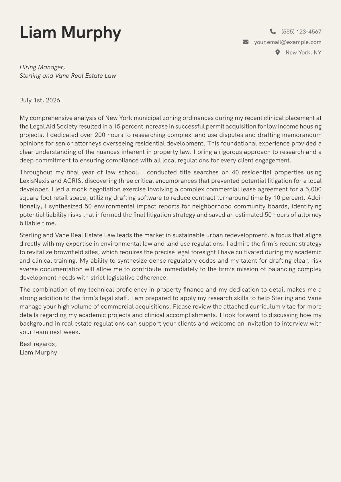 Real Estate Attorney cover letter in the Creative design