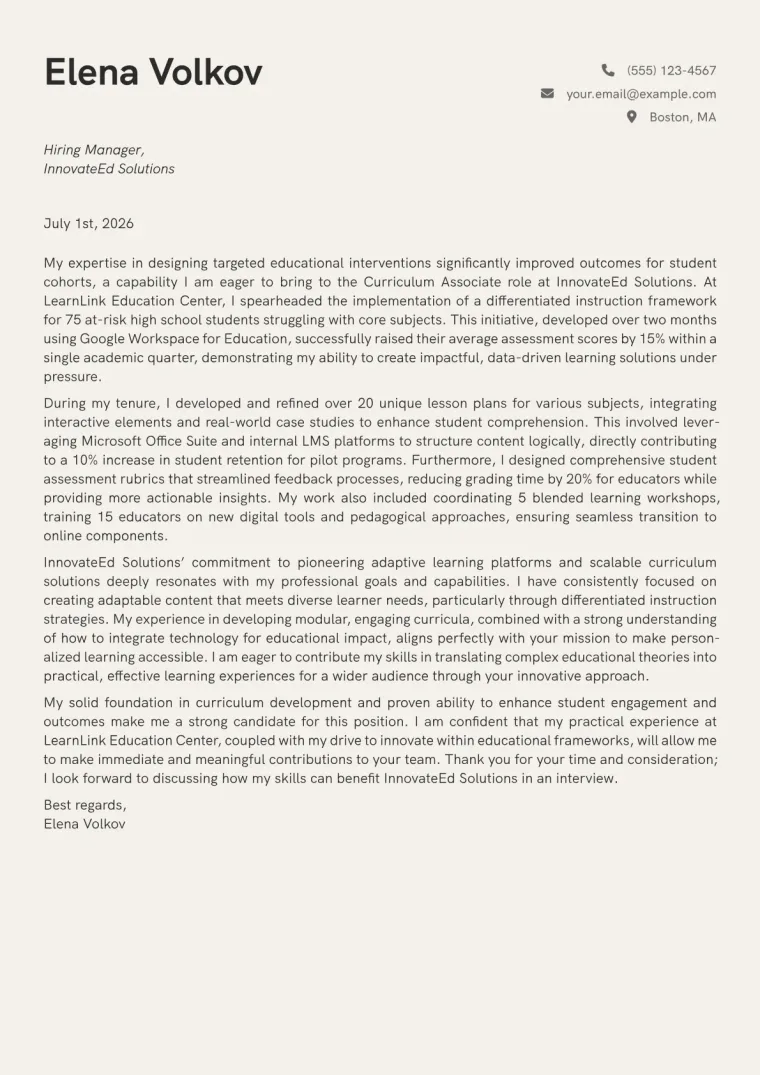 Recent Graduate Cover Letter Example