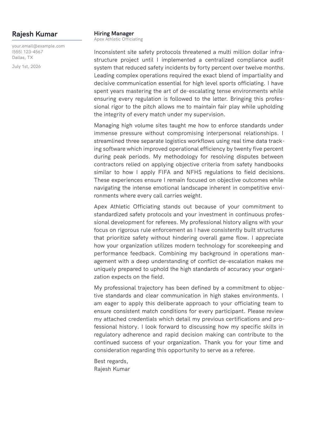 Referee cover letter in the Margin design