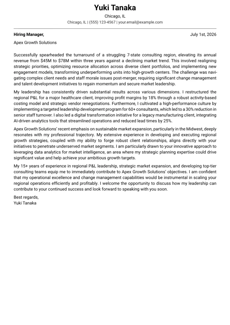 Regional Director cover letter example preview