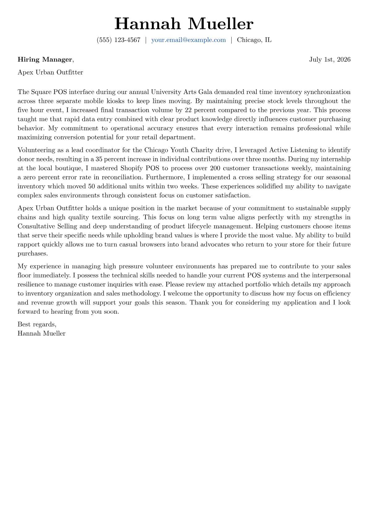 Sales Associate cover letter in the Basic design