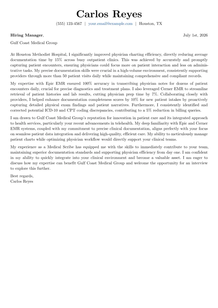 Scribe cover letter example preview