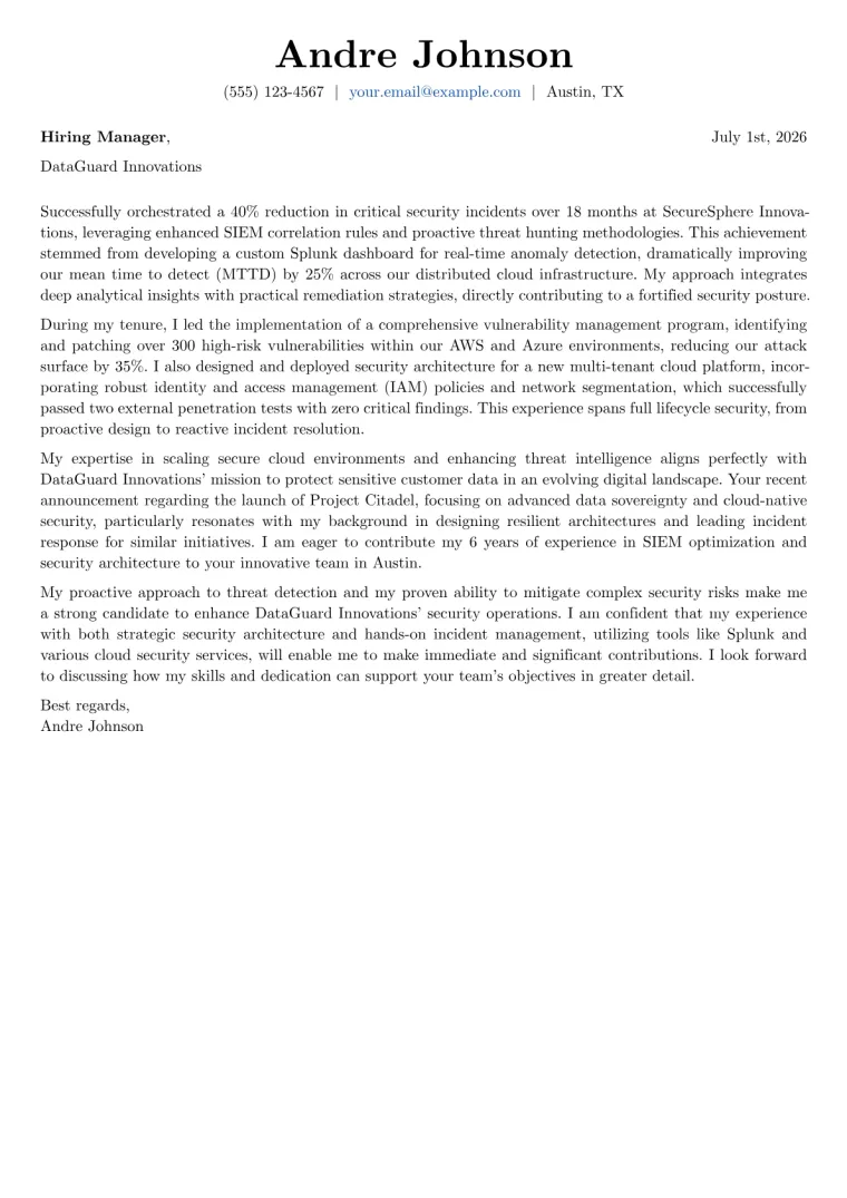 Security cover letter example preview