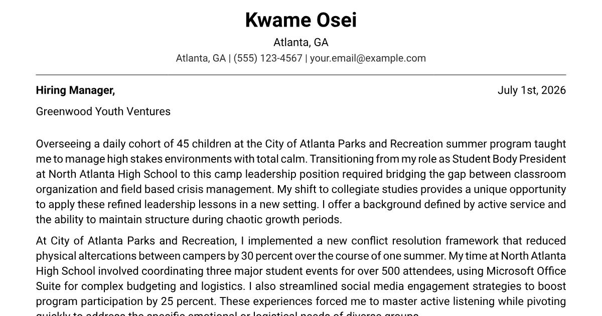 Sorority Recruitment Cover Letter Example + Template (2026)
